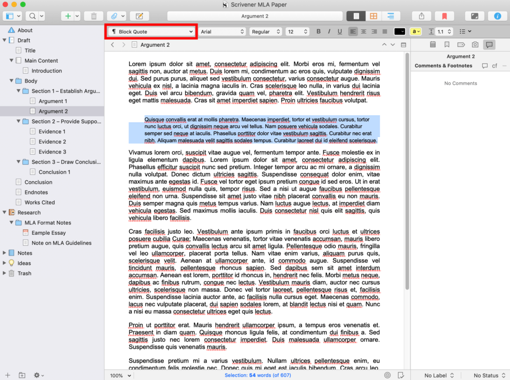 scrivener footnote endnote