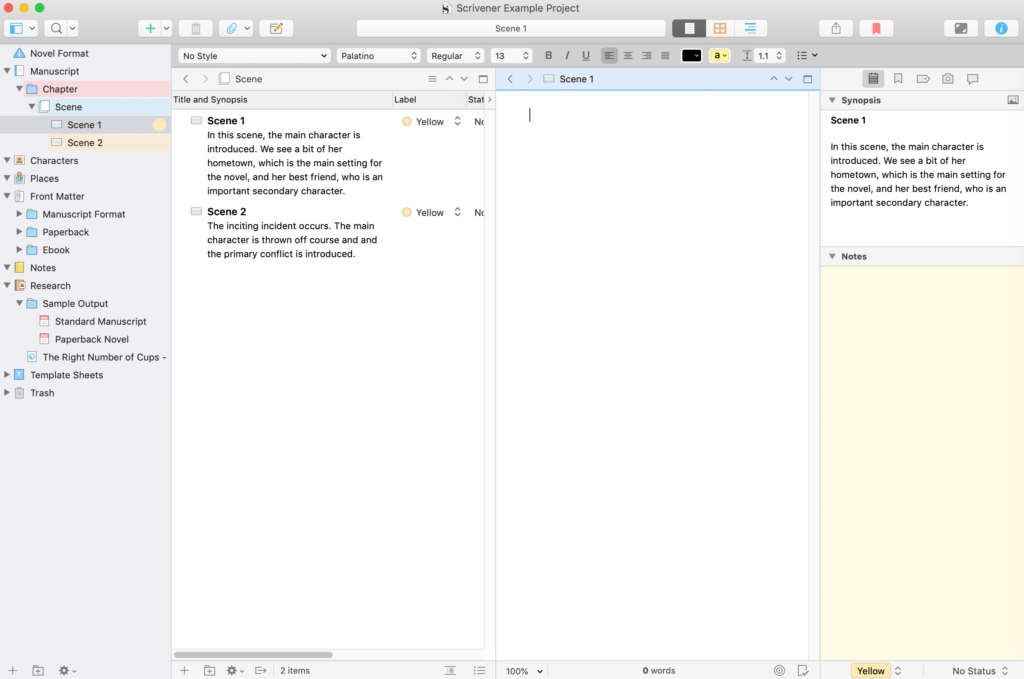 The Dual Composition feature in Scrivener.