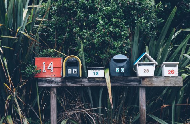 A line of mailboxes.