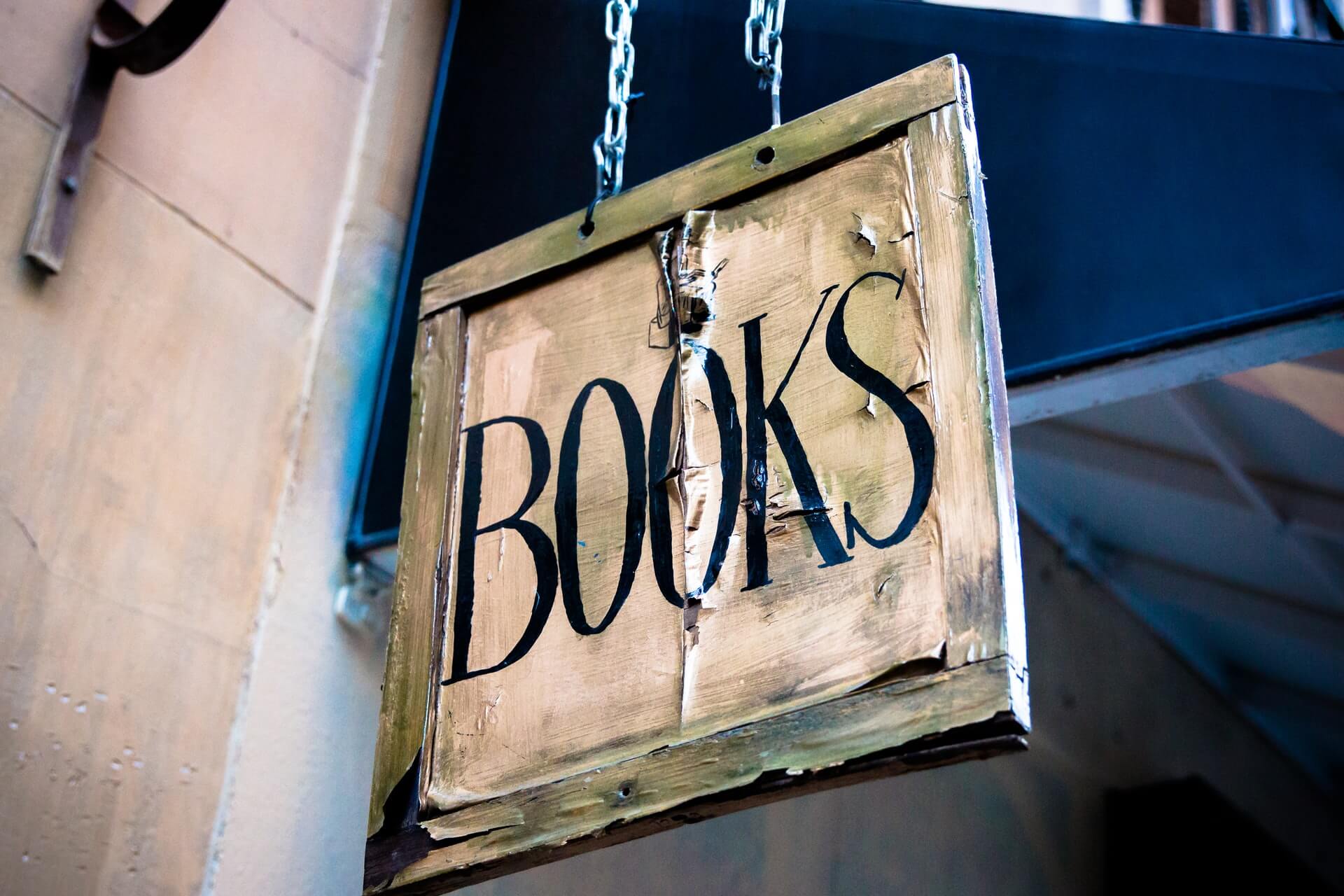 A sign reading "books".