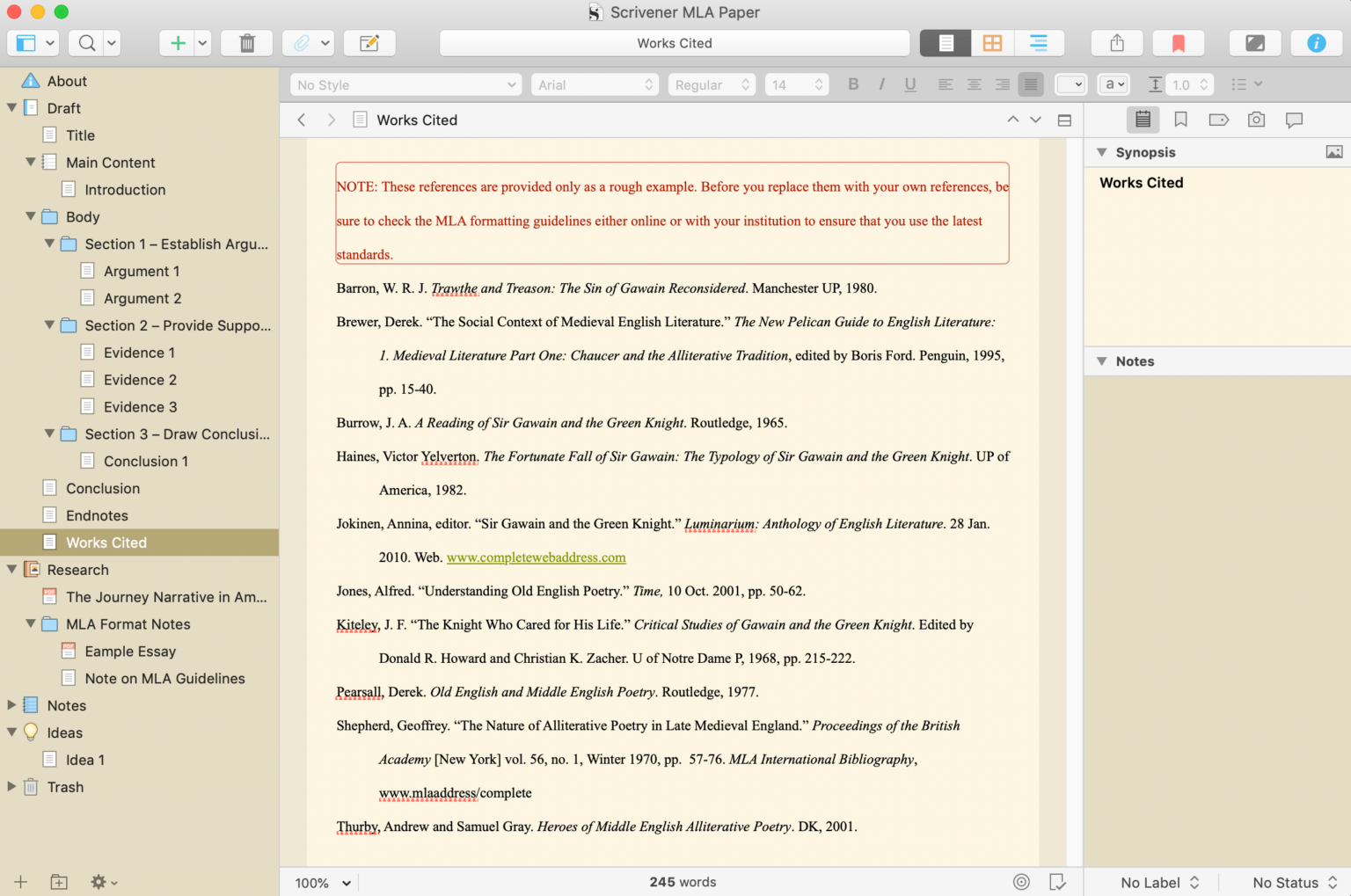 Scrivener for academic writing picture