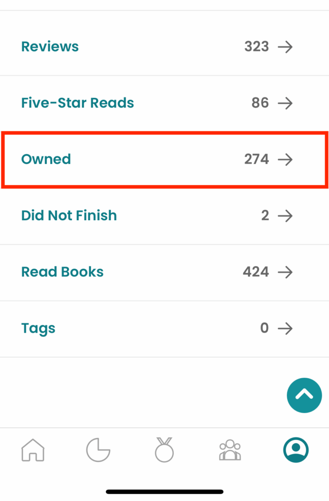 Viewing owned books in StoryGraph.