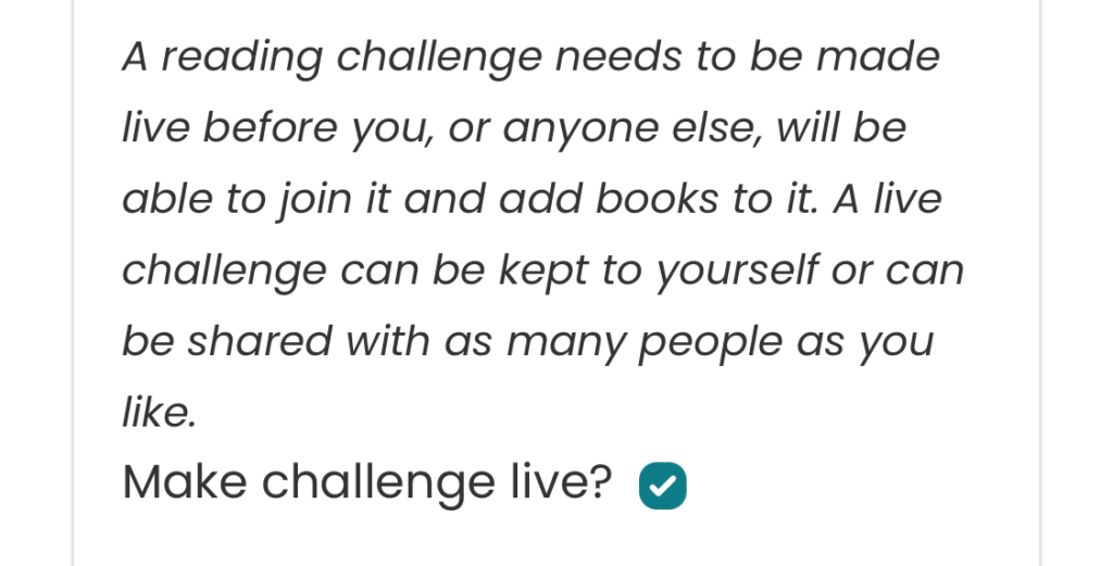 Making your reading challenge live.