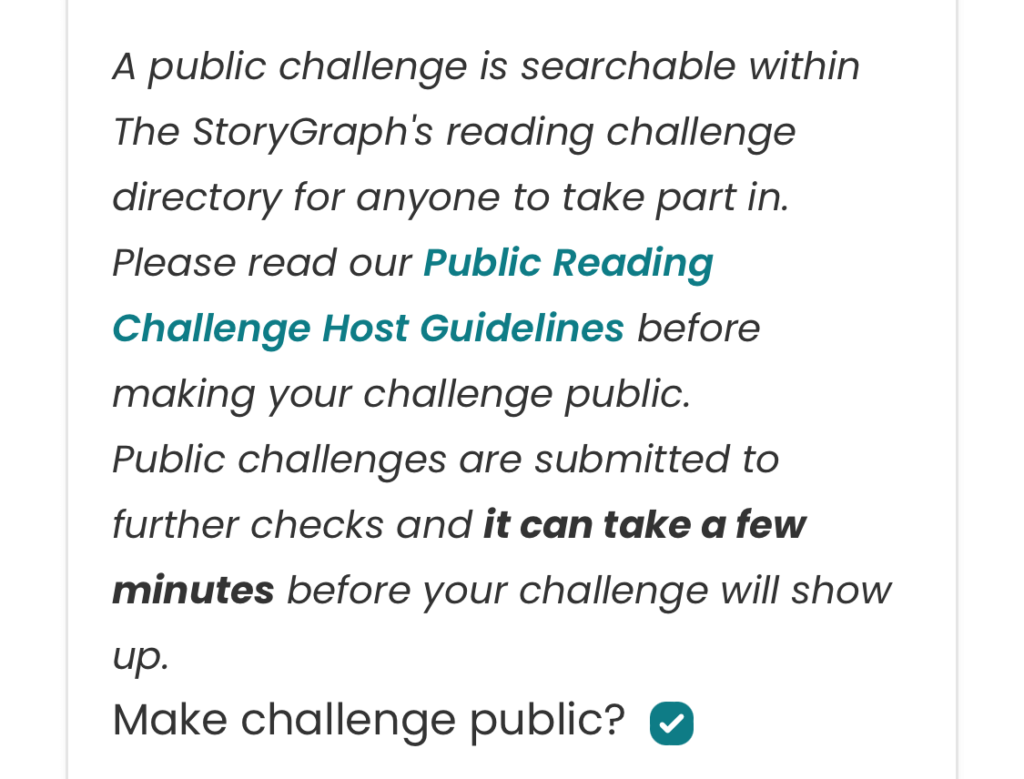 Making a reading challenge public.