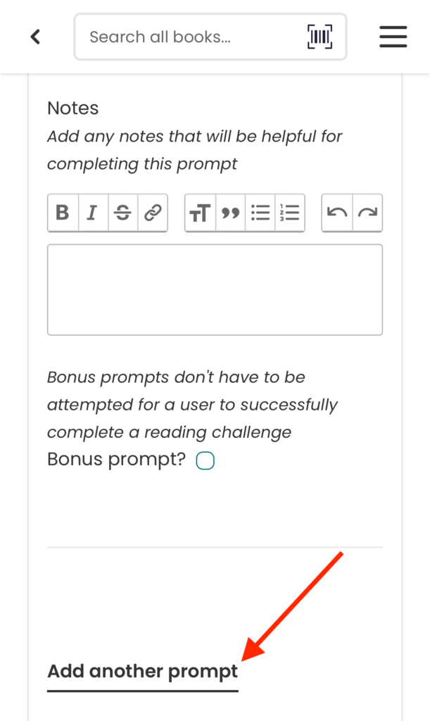Adding another prompt to a reading challenge.