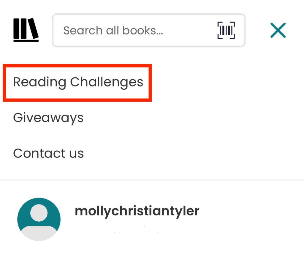 Opening the Reading Challenges page in StoryGraph.
